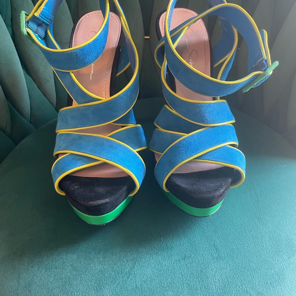 Jessica Simpson Blue and Green Platform Shoes